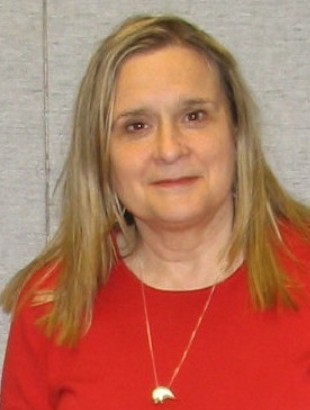 Portrait of woman in red top